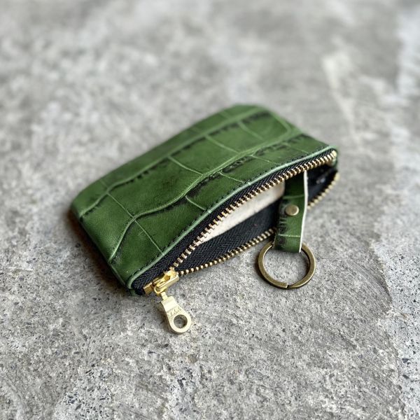 拉鍊鑰匙包-綠鱷魚 