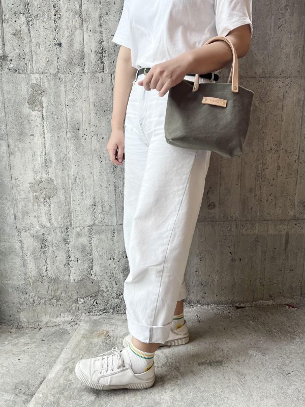 皮帆小提袋-軍綠 