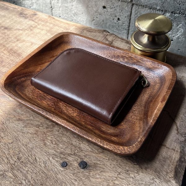 多夾層L形拉鍊短夾-咖啡 