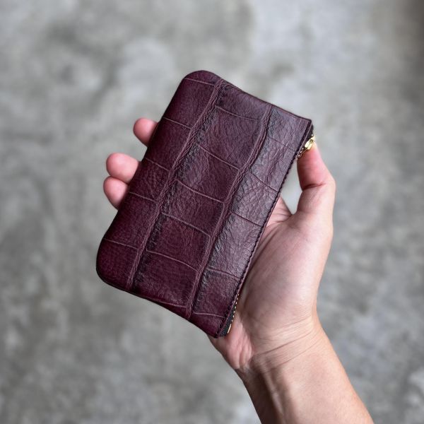 鑰匙卡片包-紅酒鱷魚 