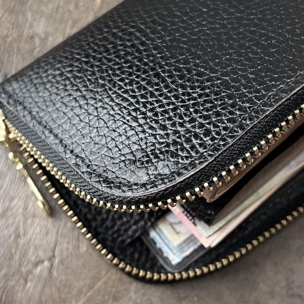 多夾層L形拉鍊短夾-麋鹿黑 