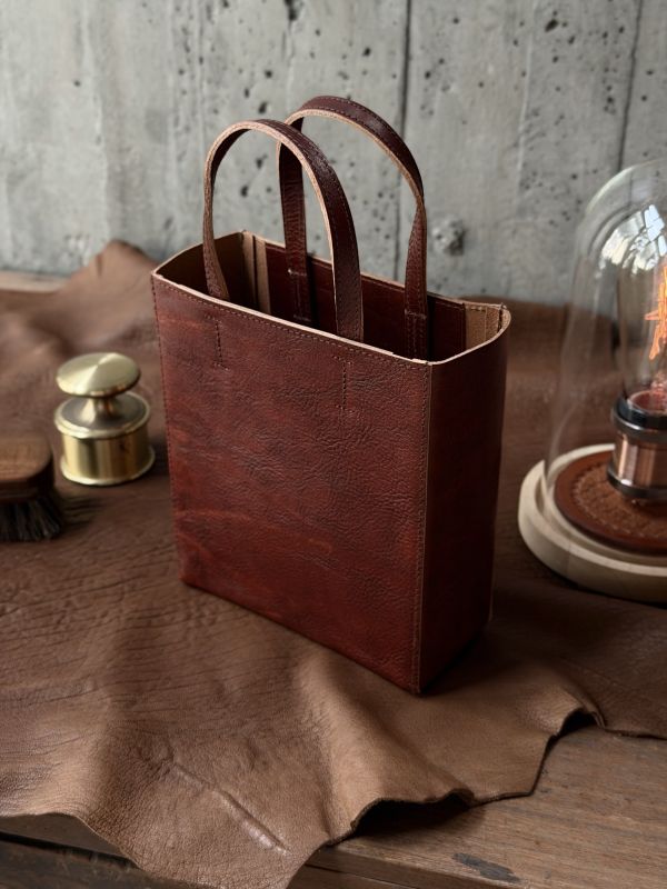 mini真牛皮紙袋-紅木 