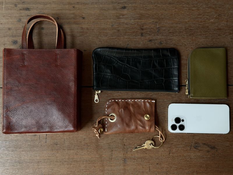 mini真牛皮紙袋-紅木 