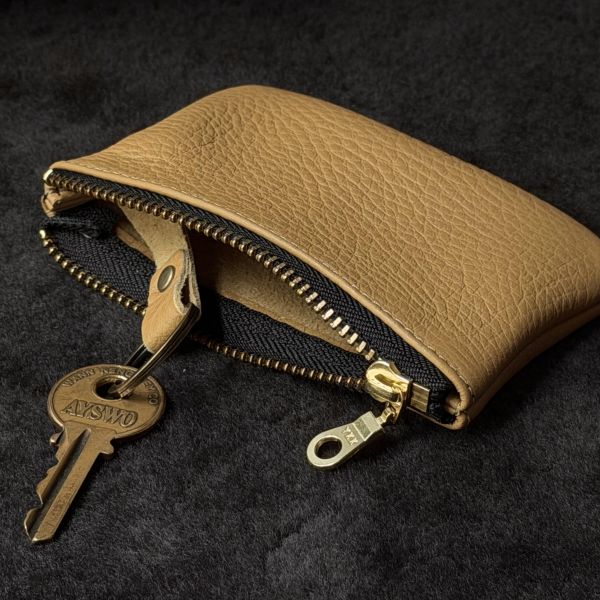 鹿皮拉鍊鑰匙包-幸運餅乾 