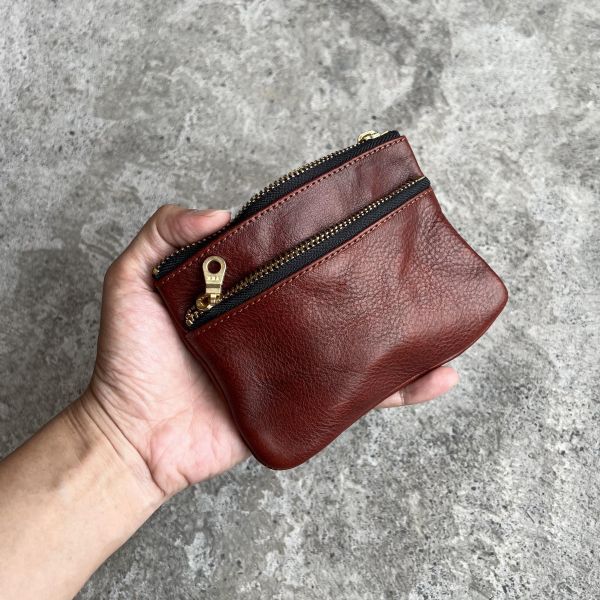 雙拉鍊包-紅木 
