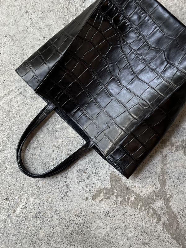 真牛皮紙袋-黑鱷魚 