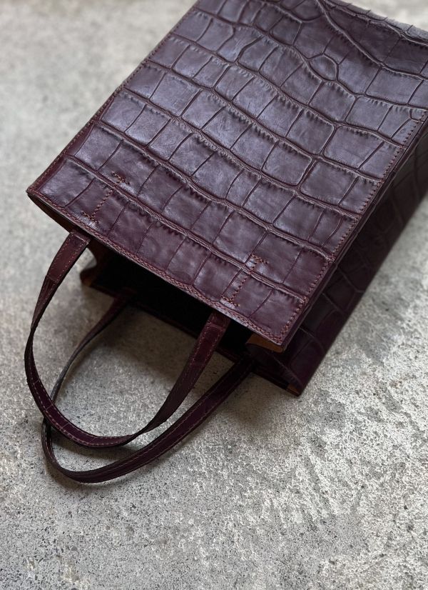 真牛皮紙袋-紅酒鱷魚 