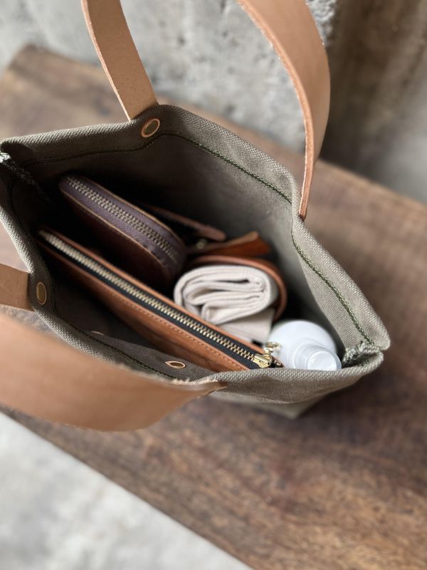 皮帆小提袋-軍綠 