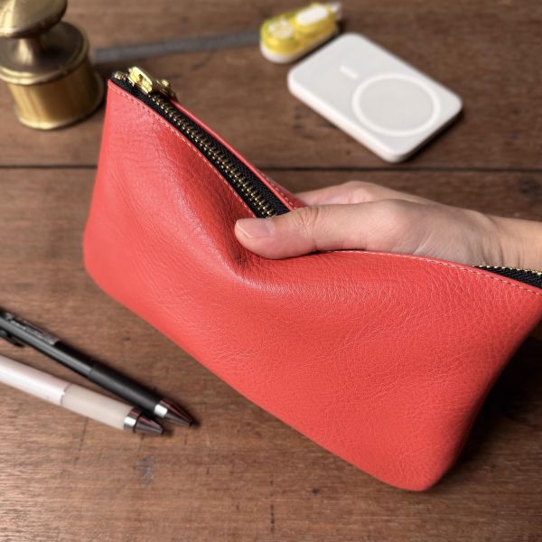 大容量鈔票包-珊瑚橘 