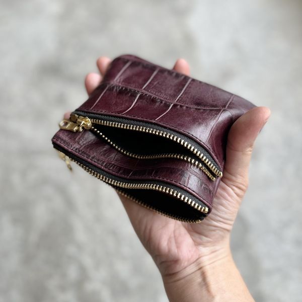 雙拉鍊包-紅酒鱷魚 