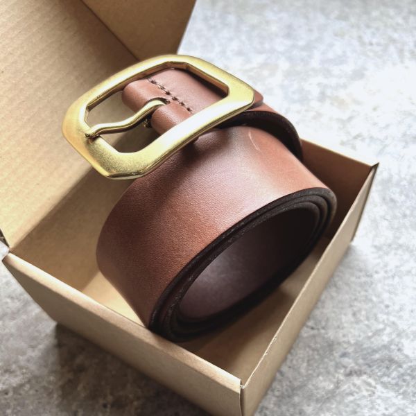 4.0cm好耐皮帶-八角頭/淺咖 