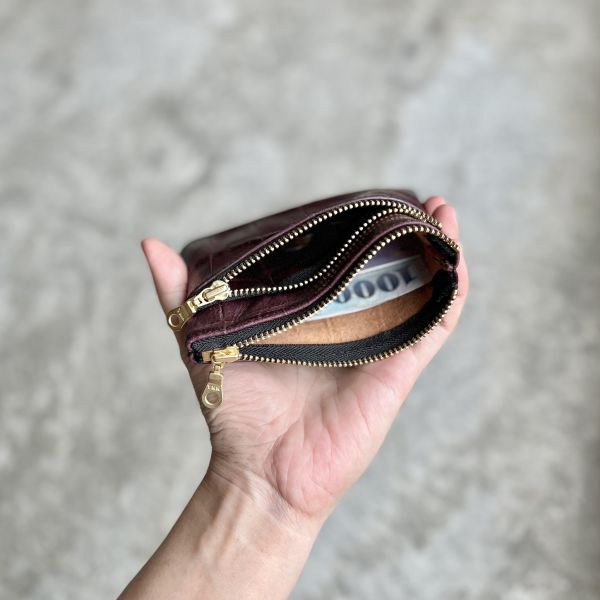 雙拉鍊包-紅酒鱷魚 