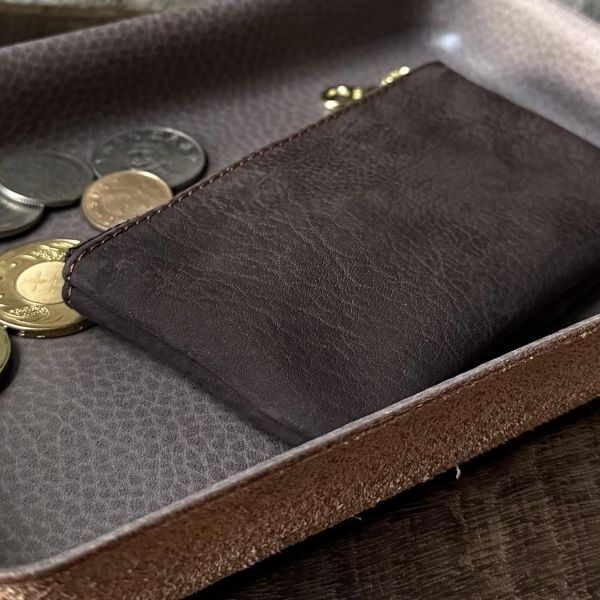 鹿皮拉鍊鑰匙包-松露巧克力 