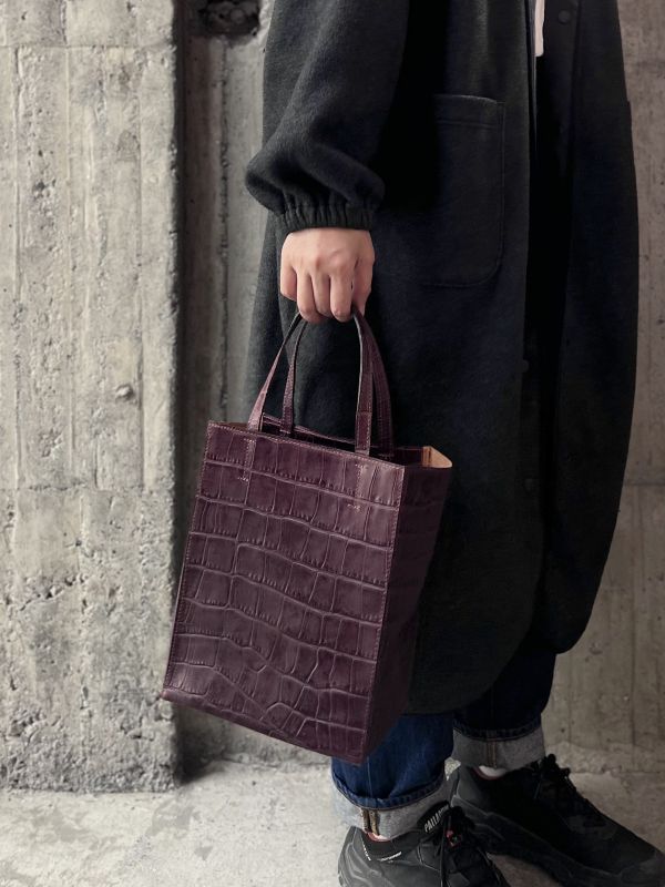 真牛皮紙袋-紅酒鱷魚 