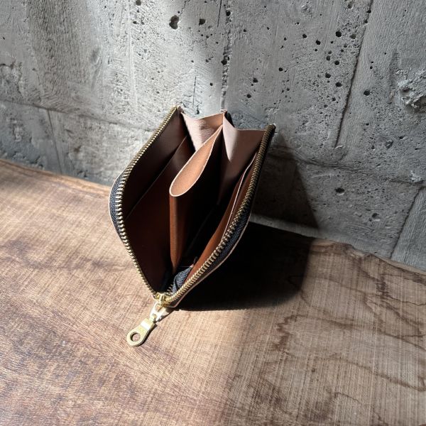 多夾層L形拉鍊短夾-咖啡 