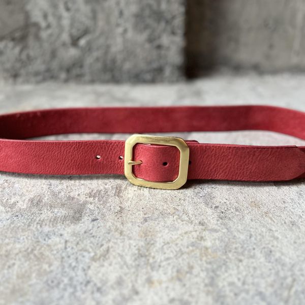 4.0cm好耐皮帶-八角頭/復古紅 