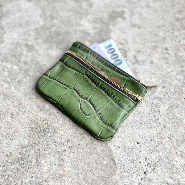 雙拉鍊包-綠鱷魚 
