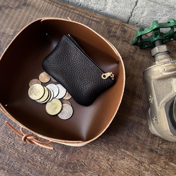 鹿皮拉鍊鑰匙包-黑 