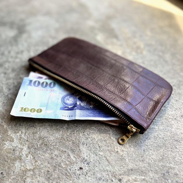 大容量鈔票包-紅酒鱷魚 