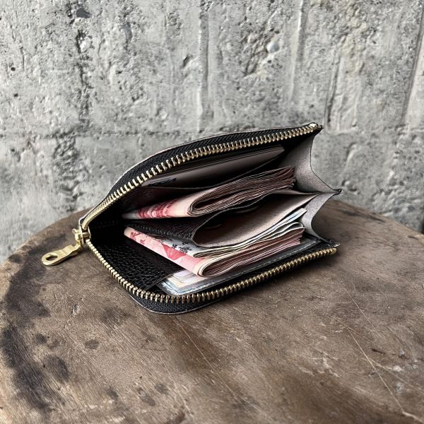 多夾層L形拉鍊短夾-麋鹿黑 