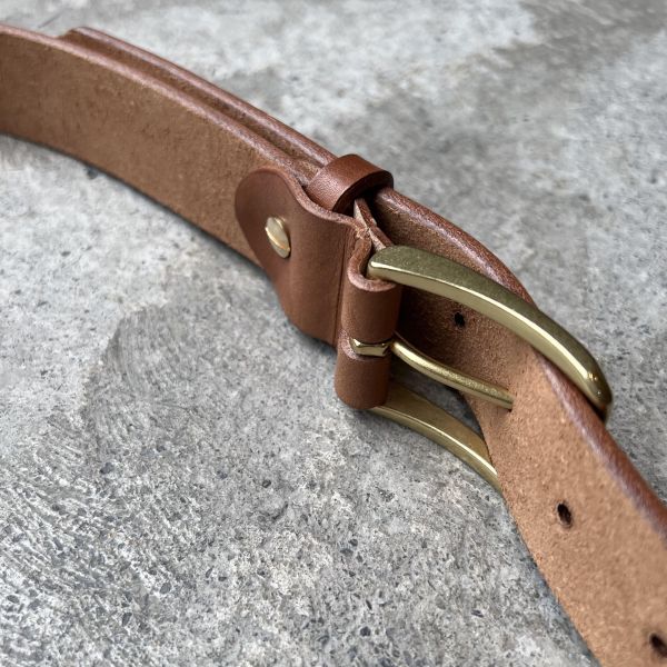 3.5cm好耐皮帶-弧面口字頭/淺咖 