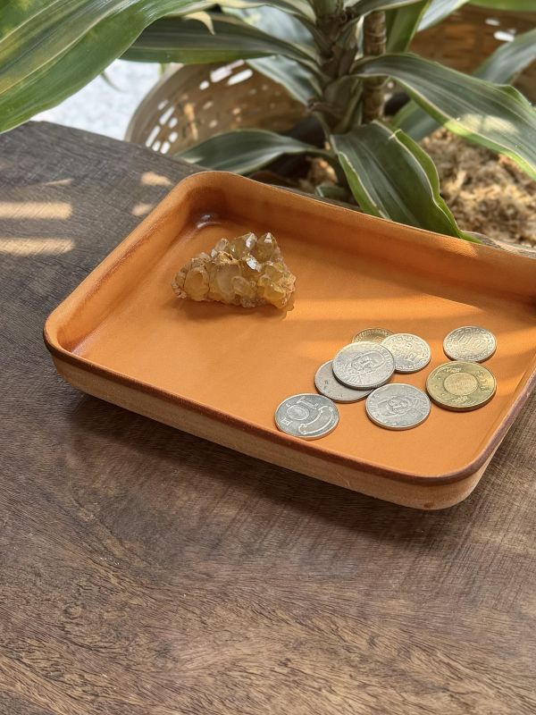 皮革置物盤-蜜糖棕 