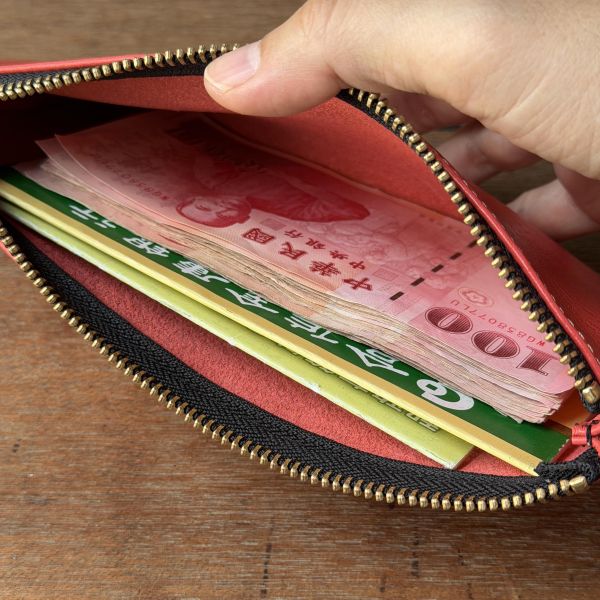 大容量鈔票包-珊瑚橘 