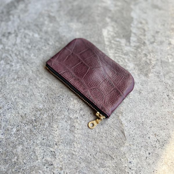 拉鍊鑰匙包-紅酒鱷魚 