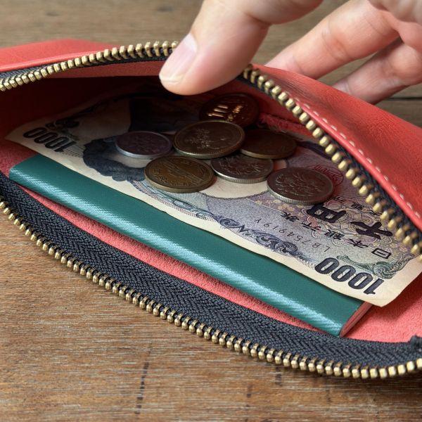 大容量鈔票包-珊瑚橘 