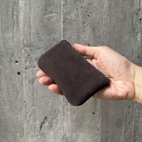 鹿皮拉鍊鑰匙包-松露巧克力 