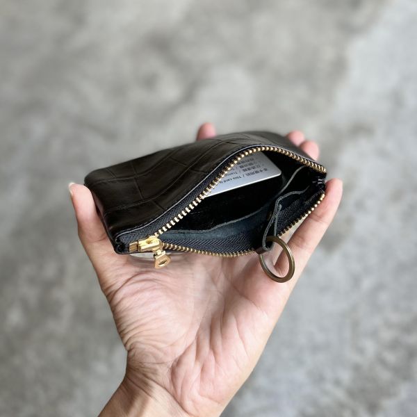 鑰匙卡片包-黑鱷魚 