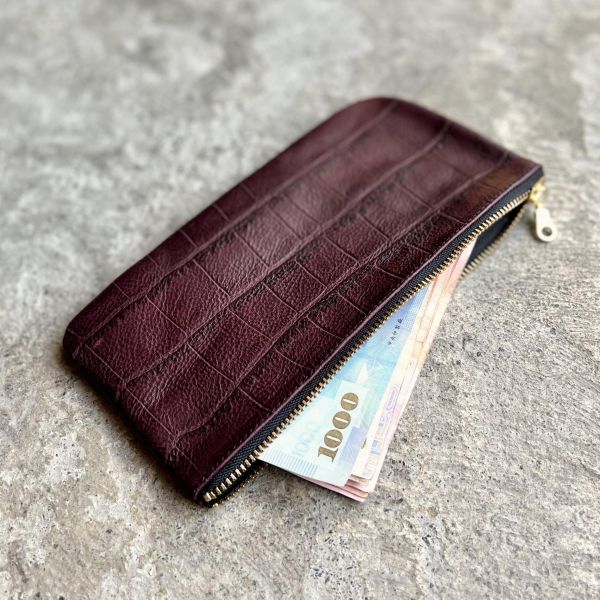 大容量鈔票包-紅酒鱷魚 