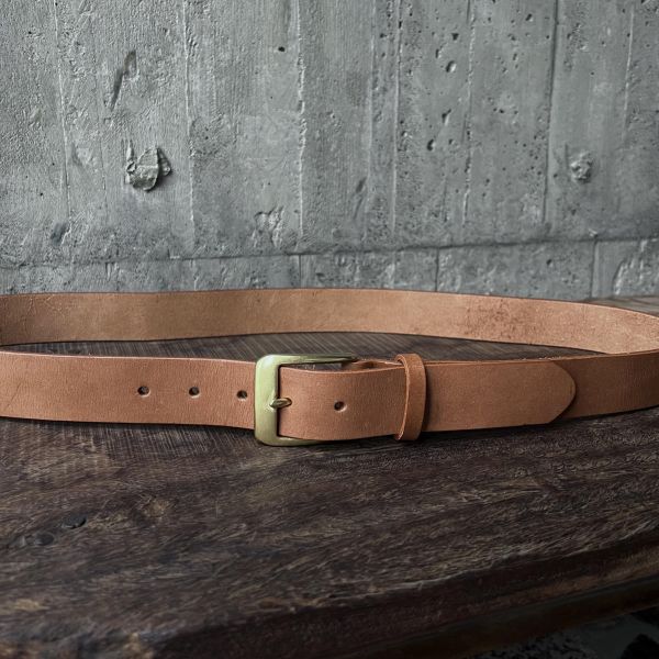 3.5cm好耐皮帶-弧面口字頭/淺咖 