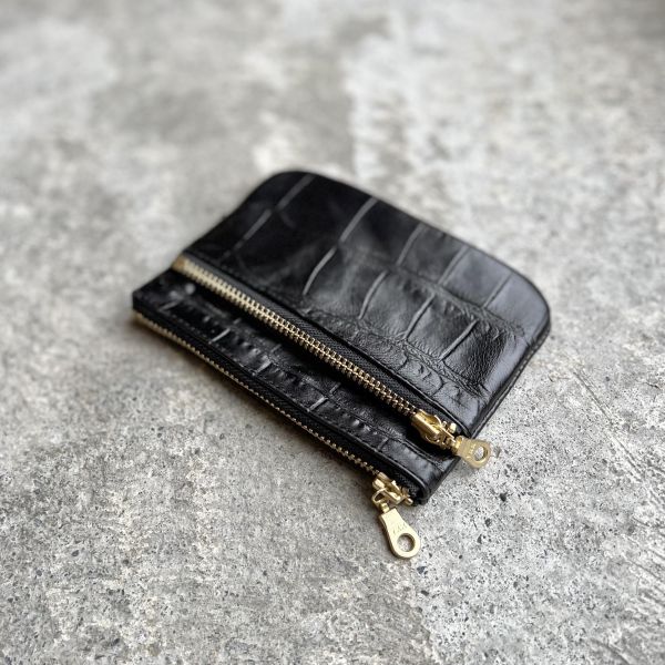 雙拉鍊包-黑鱷魚 