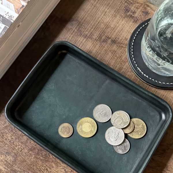 皮革置物盤-森林綠 