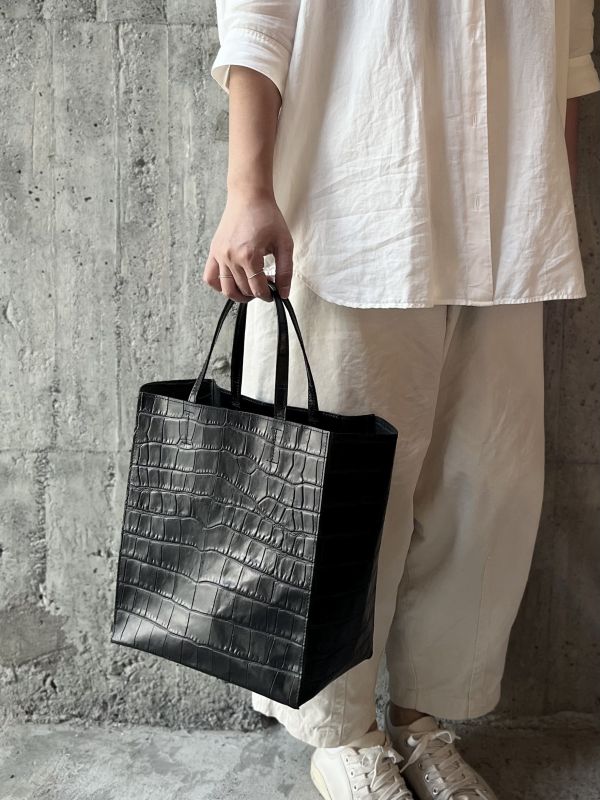 變胖又變高的真牛皮紙袋-黑鱷魚 