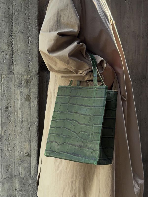真牛皮紙袋-綠鱷魚 