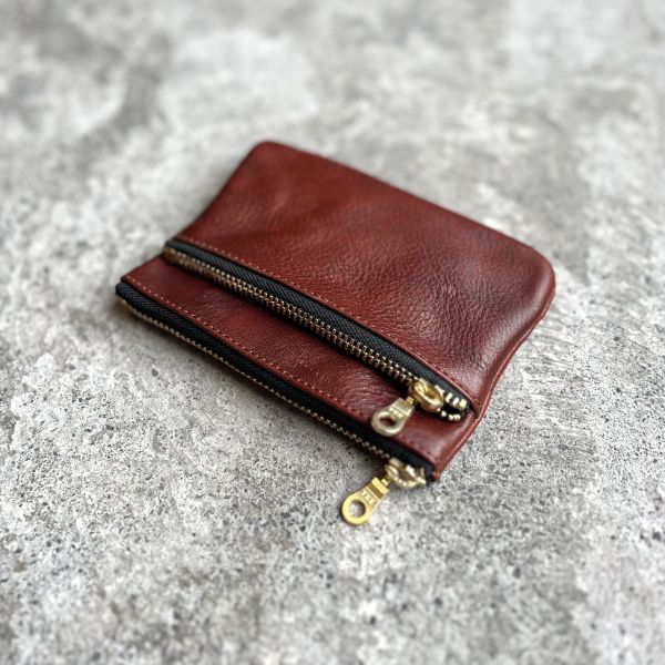 雙拉鍊包-紅木 
