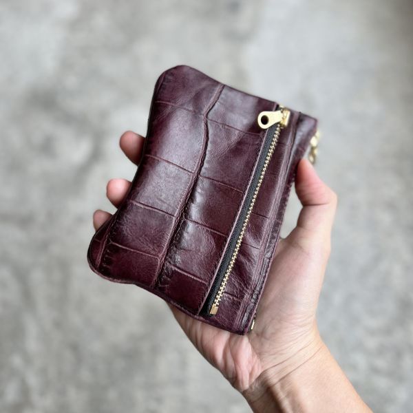 雙拉鍊包-紅酒鱷魚 
