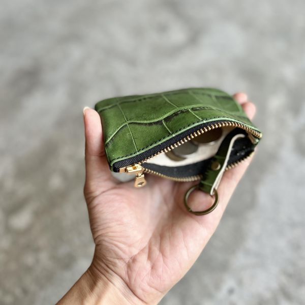拉鍊鑰匙包-綠鱷魚 