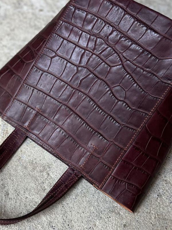 真牛皮紙袋-紅酒鱷魚 