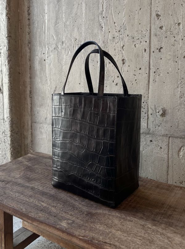 真牛皮紙袋-黑鱷魚 