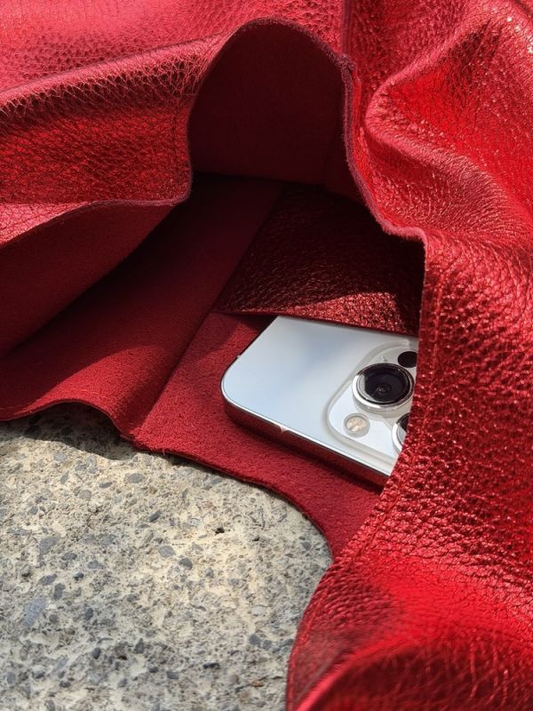 鹿皮八兩手提袋-恆星紅 