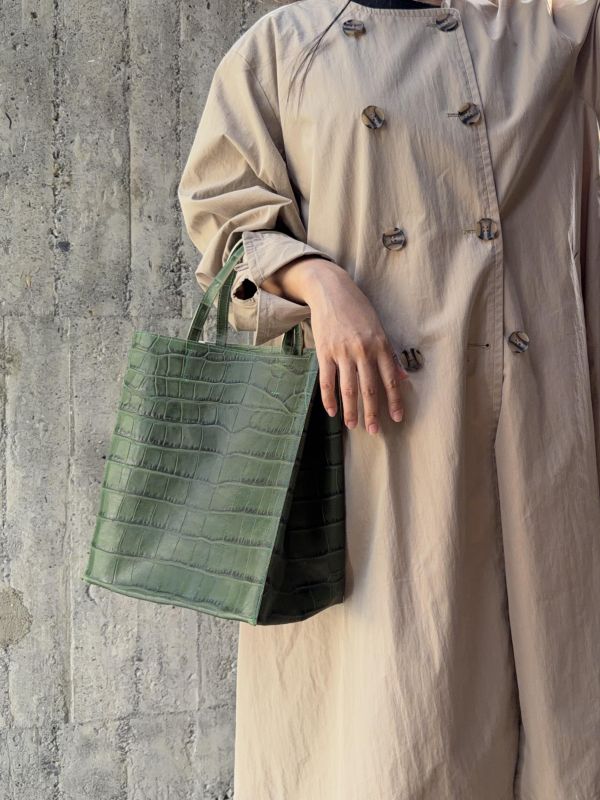 變胖又變高的真牛皮紙袋-綠鱷魚 