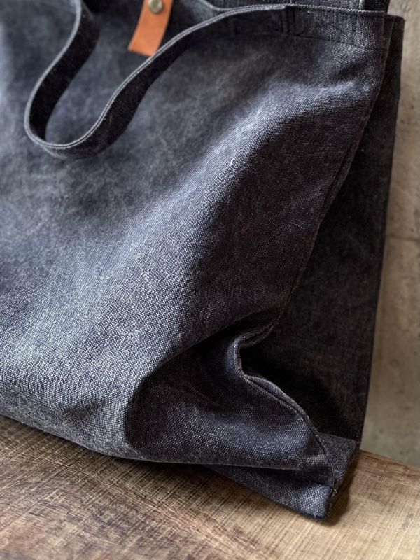 皮帆雙層托特包-可可藍 