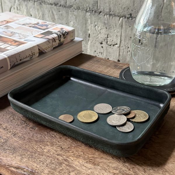皮革置物盤-森林綠 