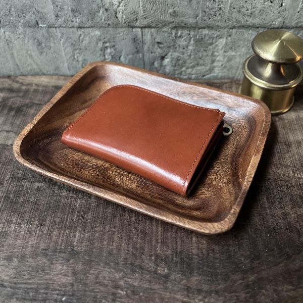 多夾層L形拉鍊短夾-橘棕 