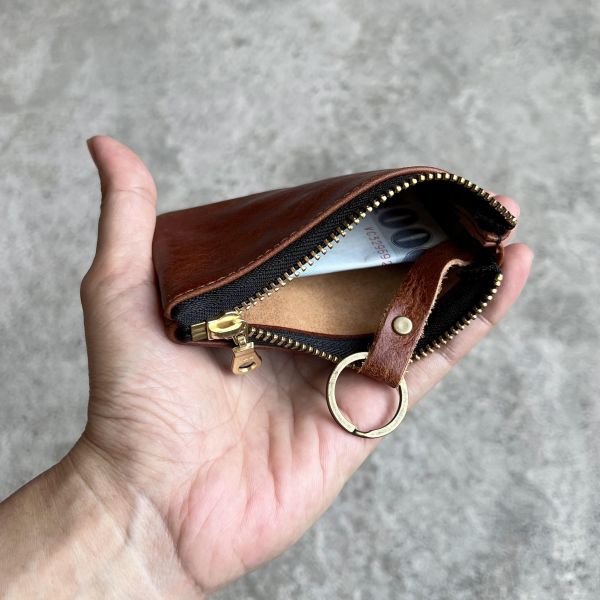 拉鍊鑰匙包-焦糖 