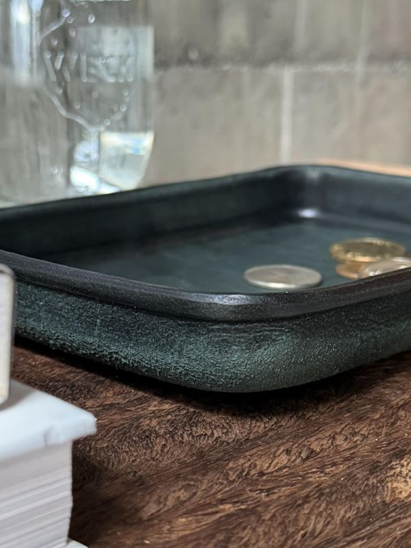 皮革置物盤-森林綠 