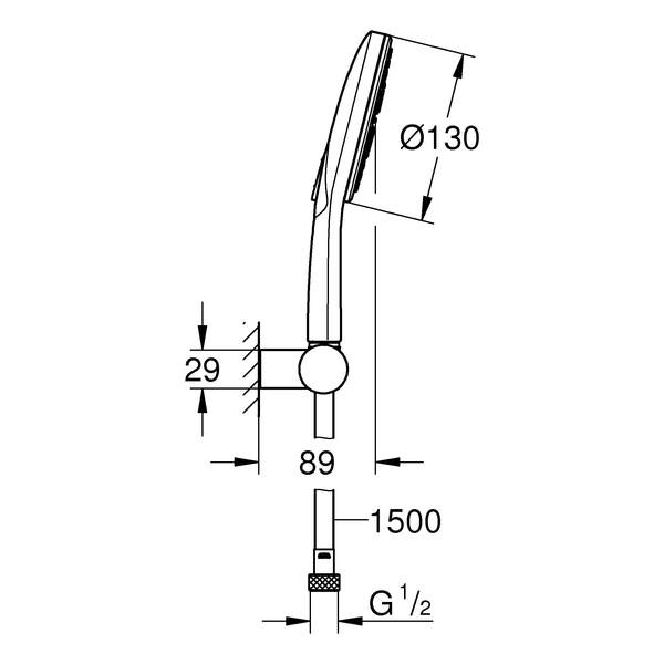 Grohe Rainshower Smartactive 蓮蓬頭組 (蓮蓬頭+軟管+可調式掛鉤) Grohe Rainshower Smartactive